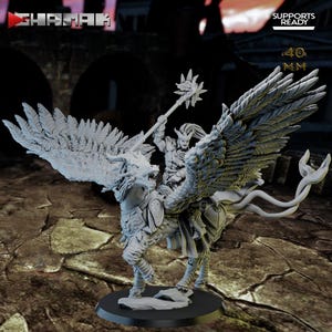 Eternals Miniatures - Lord Commander on Pegasus - Ghamak Spartancast - 32mm scale for RPGs & Wargames