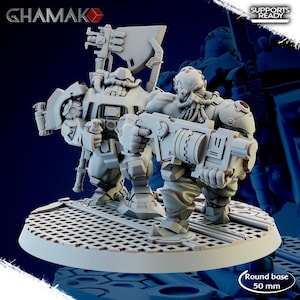 Space Dwarves Launcher Team - Ghamak | 32mm Miniature for RPG and Wargaming | 14k ABS-Like Resin