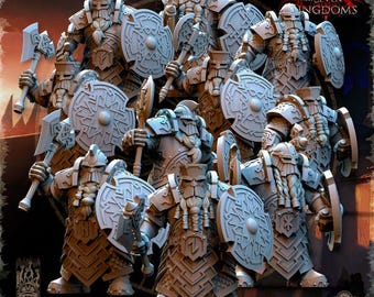 Dwarf Iron Warriors – Dwarven Heavy Armored Infantry for Wargaming (32mm Scale) Resin Models