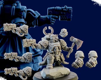 Peut inclure: Une miniature d'un guerrier fantastique imprimée en 3D avec une grande hache et un casque détaillé. La miniature est posée dans une posture dynamique et est prête à être peinte. La miniature fait partie d'un ensemble de miniatures conçues pour être utilisées dans des jeux de table.