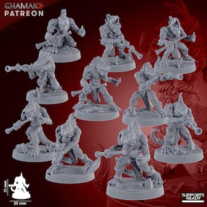 Lizardmen Miniatures Geckos Squad med Blåsrör - Ghamak - 32 mm RPG Krigsspel Bordäventyr