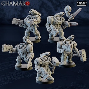 Space Dwarves Terminators - Ghamak | 32mm Miniatures for RPG and Wargaming | 14k ABS-Like Resin