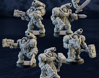 Space Dwarves Terminators - Ghamak | 32mm Miniatures for RPG and Wargaming | 14k ABS-Like Resin