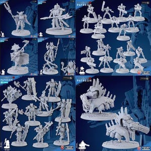 Space robots miniatures starter bundle 1 - Ghamak | 32mm Sci-Fi Miniatures | Lord, Warriors, Vault Guards & Flying Soldiers for Wargaming