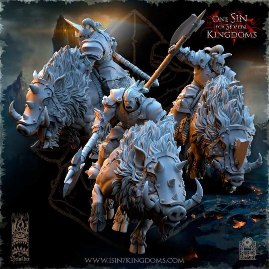 Orc Beast Riders Lancers - Greenskins Cavalry | Tabletop Gaming 32mm ...