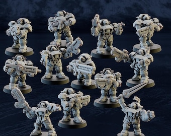 Space Dwarves Warriors - Ghamak | 32mm Miniatures for RPG and Wargaming | 14k ABS-Like Resin