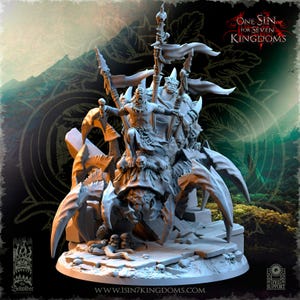 Orc Shaman Spider Rider - Giant spider Orcs miniatures | Tabletop Gaming 32mm | 14k ABS-Like Resin