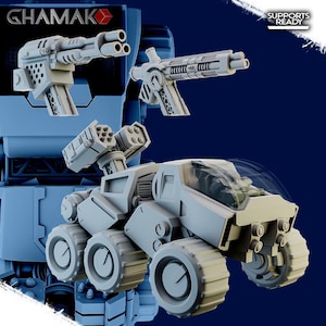 Space Dwarves Buggy Vehicle - Ghamak | 32mm Miniature for RPG and Wargaming | 14k ABS-Like Resin