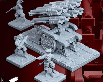 Empire - Rocket battery imperial miniatures by Ghamak | empire of mankind models for RPG & Wargaming | Army Artillery