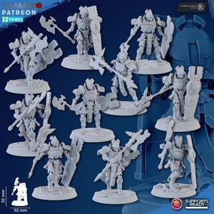 Space Robots Lich Guard (Squad of 10) | 32mm Sci-Fi Miniatures for Wargaming & RPG | ABS-Like Resin