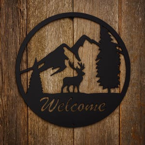 Deer Welcome Sign Round -  DXF File, Plasma/Laser/Water Jet Table Cut Ready