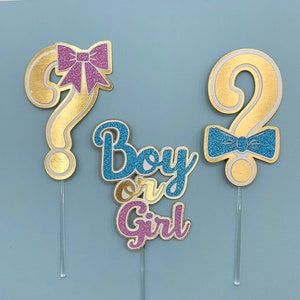 Gender Reveal Cupcake Toppers, Boy or Girl Cupcake Toppers, He or She Cupcake Toppers, Set of 6