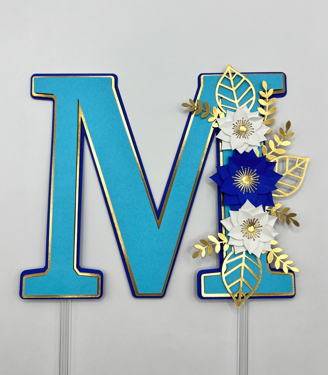 Letter Cake Topper With Flowers, Initial Cake Topper, Any Letter Cake