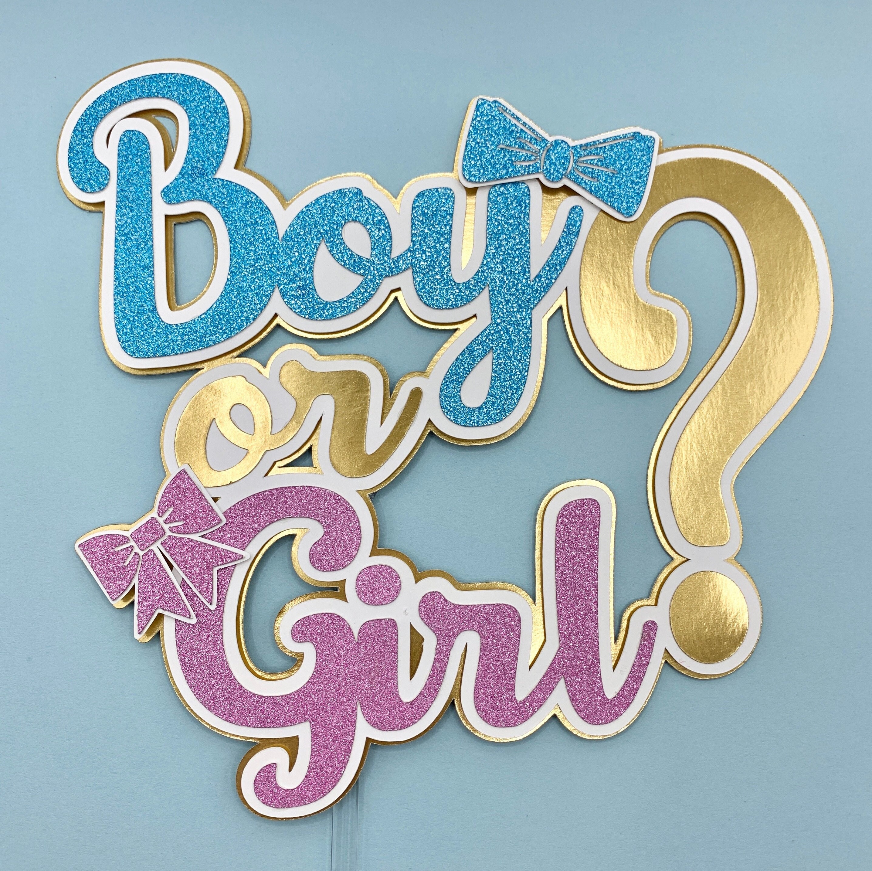 Gender Reveal Cake Topper Boy or Girl Cake Topper Pink and Etsy Canada