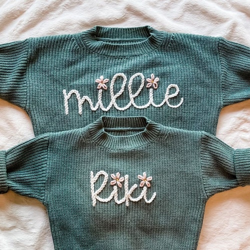 Personalized Embroidered Baby and Toddler Name Sweater Block Etsy
