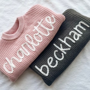 Custom Embroidered Baby Sweater - Embroidered Toddler Sweater - Chunky Knit Sweater for Baby - Personalized Name Sweater