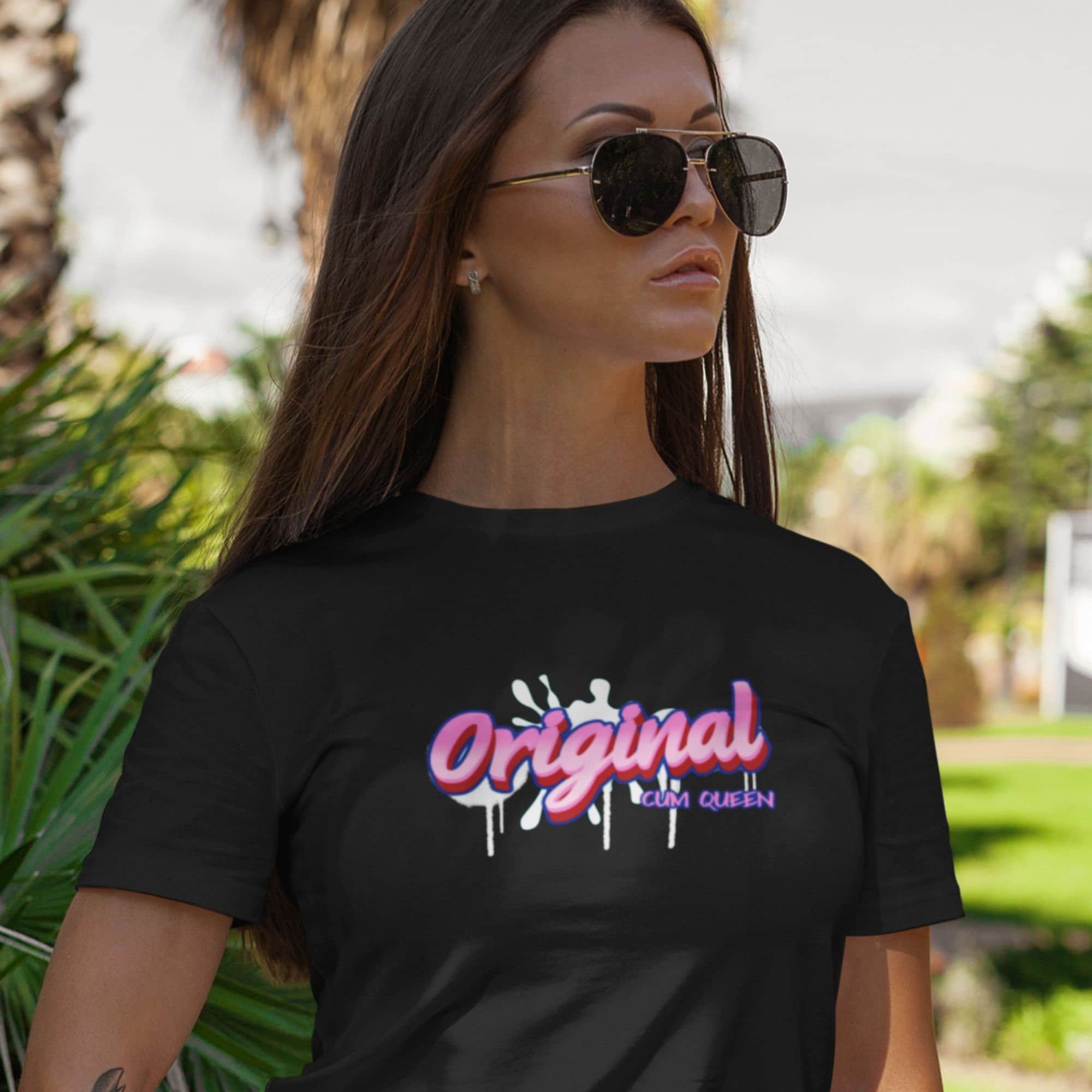Original Cum Queen Cum On My Face T-shirt, Swingers Lifestyle T-shirt, Bukkake, Group Sex Shirt, Cum Swallowing Gangbang T-shirt for Her