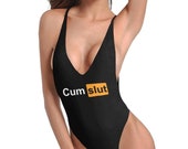 Cum Slut Sexy Bodysuit, I Love Cum Novelty Lingerie, Cum Slut Whore, Cum Dump Underwear, Slutty Swimsuits for Her, Swingers Swimsuit for her