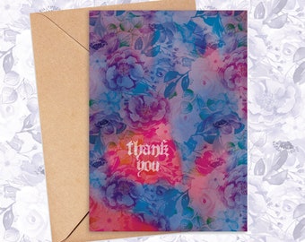 Thank You Greeting Card | Brightly Colored Flowers | Flower Thank You Note
