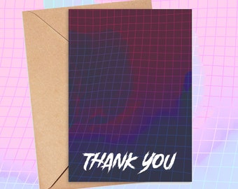 Thank You Greeting Card | 1980s Grid | 80s Thank You Note