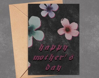 Tarjeta de felicitación del Día de la Madre / Flores oscuras / Nota del Día de la Madre