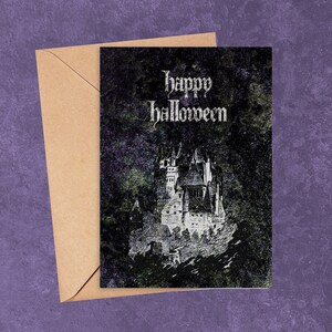 ハッピーハロウィングリーティングカード | グランジ城 | 不気味なハロウィンノート