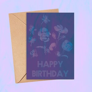 Feliz aniversario cartão comemorativo | Roxo retrô | Nota de aniversário