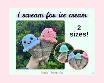 Ice Cream | Crochet Pattern, Amigurumi, PDF Digital Pattern, ice cream crochet, food pattern, food crochet, crochet food pattern, icecream