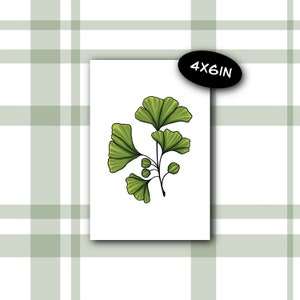 Folha de Ginkgo | Impressão artística | Impressão 4x6, mini impressão artística, impressão de cartão postal