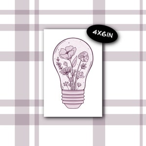 Terrário de lâmpada | Impressão artística | Impressão 4x6, mini impressão artística, impressão de cartão postal