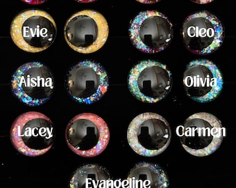 Safety Eyes | Holo Flakies Collection | Hand painted eyes for amigurumi, sinker kawaii eyes, crochet plushies, stuffed animal eyes for craft
