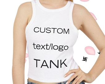 Custom Cropped Racer Tank Top, Front and Back Print Tank, Custom Logo Cropped Racerback, Custom Text Tank Top, Custom Design Tank