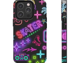 Roller Skater Neon Lights Tough Phone Cases for iPhone