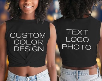 Custom Crop Tops, All Over Print, Custom Color Text Logo Photo Shirt, Custom Bachelorette, Personal Trainer Gift, Gym Lovers, Yoga Crop Top