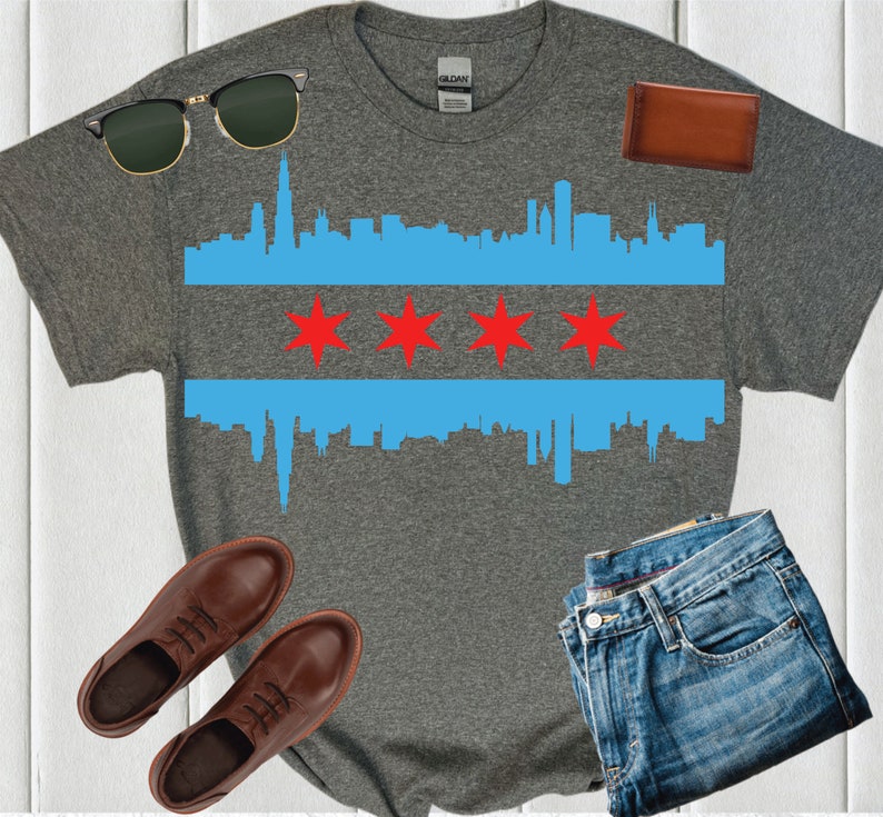Chicago Flag T Shirt Etsy