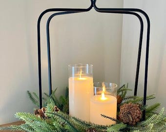 Faux Norfolk Pine Candle Ring, 16&quot; Diameter Christmas Candle Ring, Pine Candle Ring for 6” Diameter Candle, Winter Decor, Norfolk Wreath