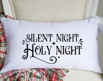 Silent Night Holy Night Accent Pillow| Christmas Throw Pillow| 10 x 18 Rectangle Pillow| Pillow For Christmas| Christmas Gift