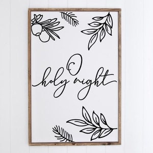O Holy Night,  Framed Christmas Sign, Christmas Hymn Wall Decor, Wood Sign