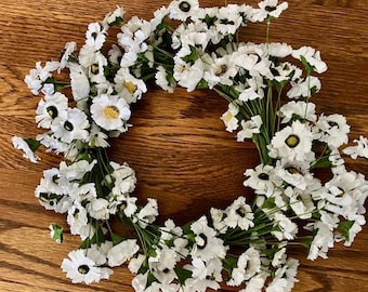 Farmhouse candle ring white daisy wreath for door daisy candle ring for lantern