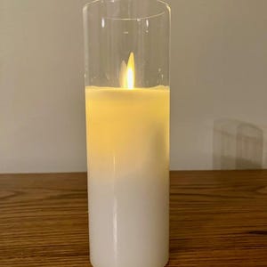 Moving Flameless LED Candle in Glass, Wedding Decor, Flameless Candle for Wedding, Cream Led Candle, Pink Flameless Candle with Remote