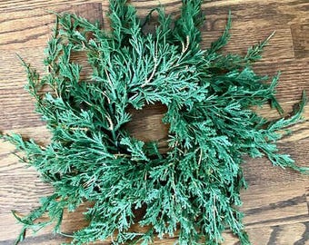 Emerald Falls Faux Cedar Pine 12” Diameter Candle Ring, Christmas Decor Candle Ring for 3&quot; Diameter Candle, Winter Decoration