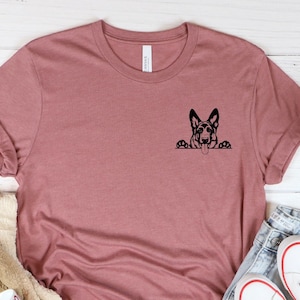 German Shepherd Peeking Shirt, German Shepherd Lover Shirt, Cute German Shepherd T Shirt, German Shepherd Clippard shirt