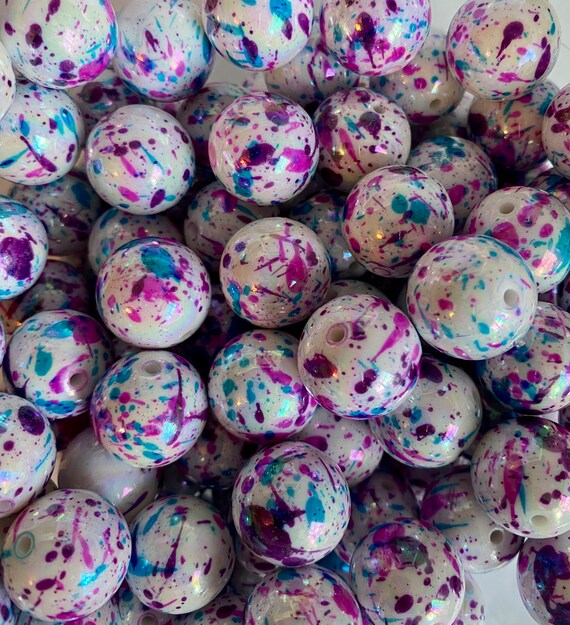 Bubblegum Beads 20mm Splatter Beads Splat Beads DIY Beads Etsy
