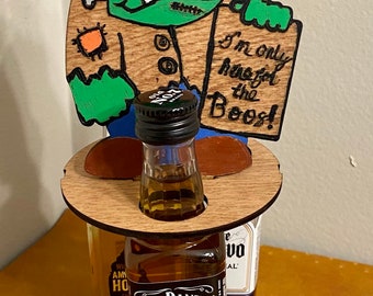 Mini Liquor Bottle Stand, Unpainted Halloween Stand, Halloween Party Gift, Halloween Decoration, Wooden Halloween Stand