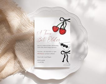A Tini Bit Older Birthday Invitation - Martini & Cherry Themed Party Invite for Adults