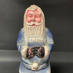 Carved Wood Folk Art Painted Santa Claus, Christmas Decor