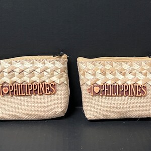 Authentique portefeuille ou porte-monnaie décontracté avec fermeture à glissière philippin tissé à la main pour femmes, 2 pièces