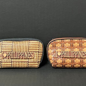 Authentique portefeuille ou porte-monnaie décontracté à fermeture éclair philippin pour femme en tissu doux tissé à la main, 2 pièces