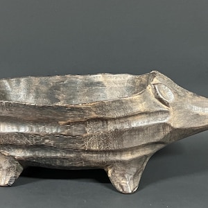 Philippine Ifugao Tribal Art Carved Pig Binaboy Wooden Bowl Cordillera Philippines late 19th Century