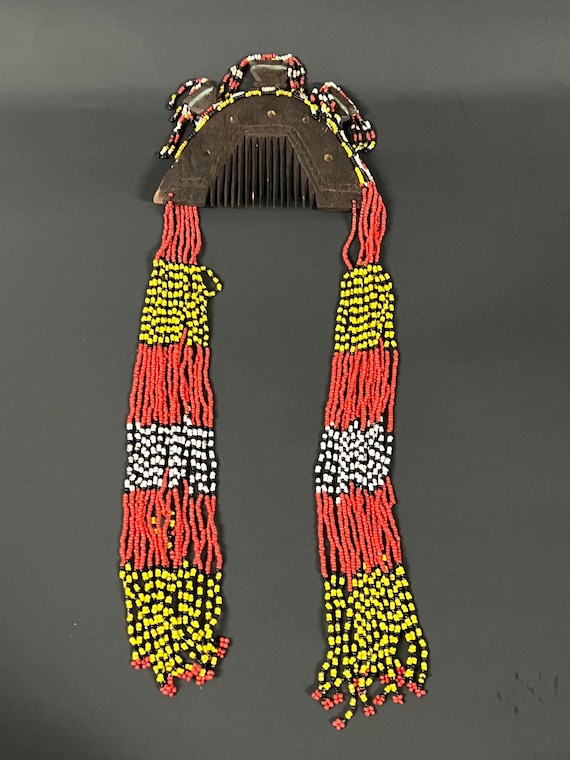 Authentic Handmade Philippine Classic Mindanao T’boli Tribe Beaded Comb Head Original T main image 2